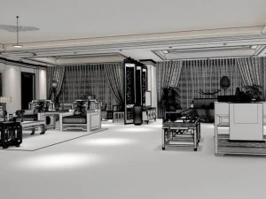 family - office - study room -055 3D Model