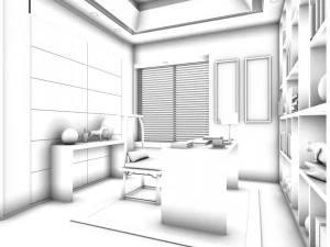 family - office - study room -057 3D Model