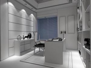 family - office - study room -057 Model 3D
