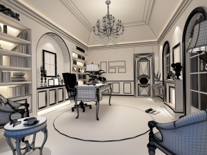 family - office - study room -058 Modelo 3D