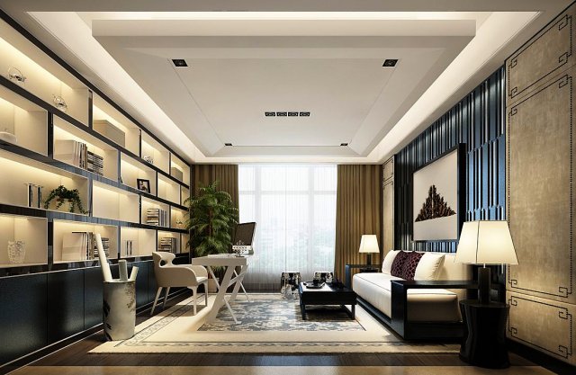 family - office - study room -060 Modelo 3D .c4d .max .obj .3ds .fbx .stl .blend