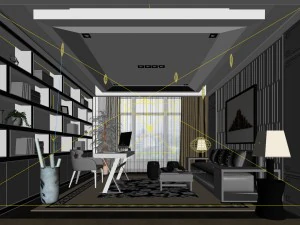 family - office - study room -060 3D Model