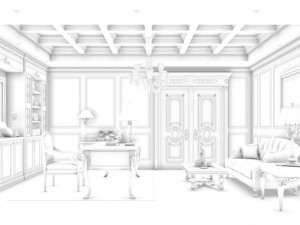 family - office - study room -061 3D Model