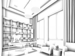 family - office - study room -062 3D Model