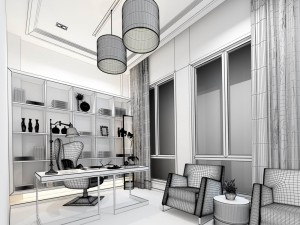 family - office - study room -062 3D Model