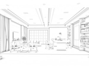 family - office - study room -063 Model 3D