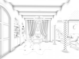 family - office - study room -066 3D Model