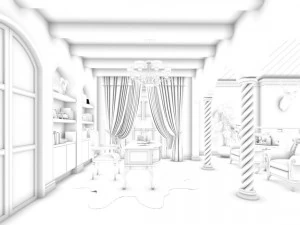 family - office - study room -066 3D Model