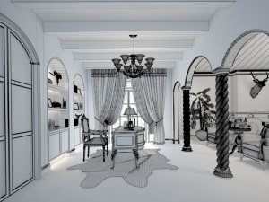family - office - study room -066 3D Model