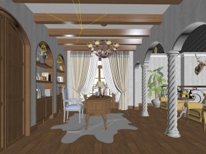 family - office - study room -066 3D Model