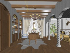 family - office - study room -066 3D Model