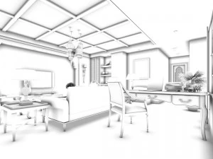 family - office - study room -068 3D Model