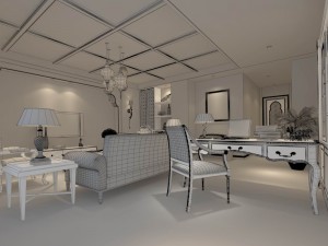 family - office - study room -068 3D Model