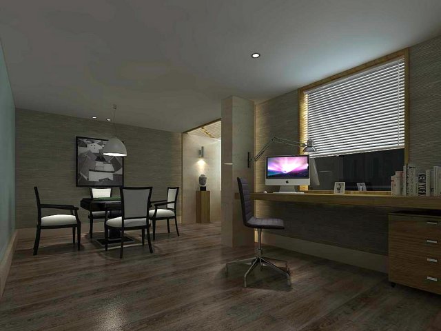 family - office - study room -070 Model 3D .c4d .max .obj .3ds .fbx .stl .blend