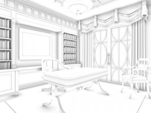 family - office - study room -071 Modelo 3D
