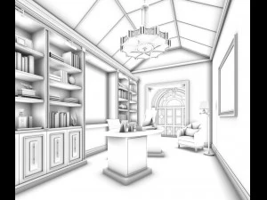 family - office - study room -072 3D Model