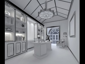 family - office - study room -072 3D Модель