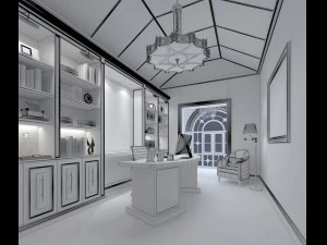 family - office - study room -072 3D Model