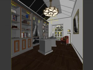 family - office - study room -072 3D Model