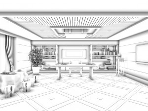 family - office - study room -073 Modello 3D