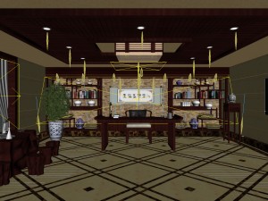 family - office - study room -073 Modello 3D