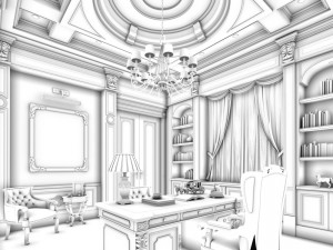 family - office - study room -074 Modelo 3D