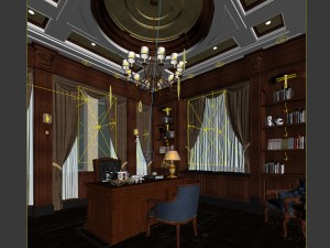 family - office - study room -074 Modelo 3D
