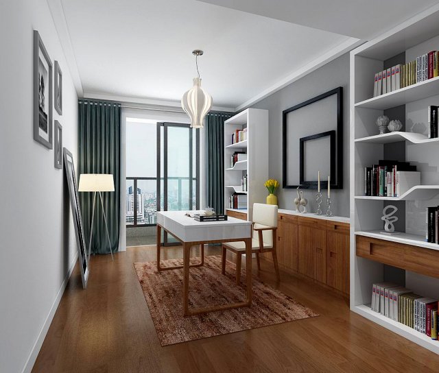 family - office - study room -077 3D Model .c4d .max .obj .3ds .fbx .stl .blend 