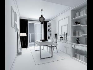 family - office - study room -077 3D Model