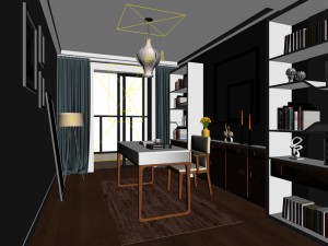 family - office - study room -077 3D Model