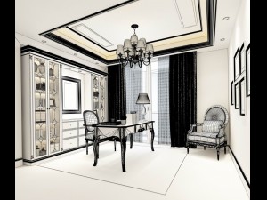 family - office - study room -078 3D Model