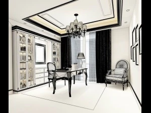 family - office - study room -078 3D Model