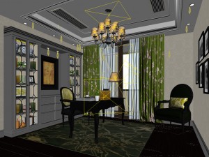 family - office - study room -078 3D Model