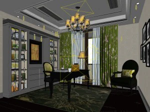 family - office - study room -078 3D Model