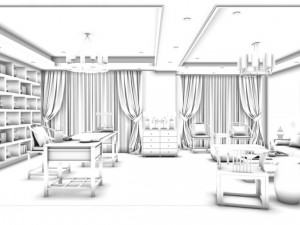 family - office - study room -081 3D 模型
