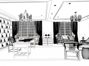 family - office - study room -081 3D 模型