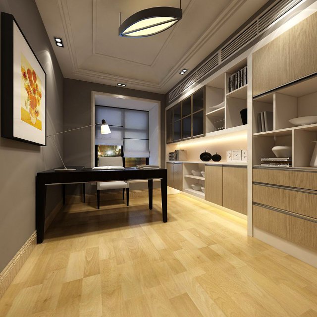 family - office - study room -083 3D Model .c4d .max .obj .3ds .fbx .stl .blend 