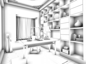 family - office - study room -084 3D 模型