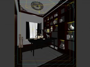 family - office - study room -084 3D Model