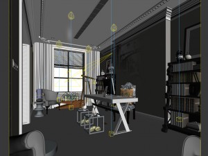 family - office - study room -085 Modèle 3D