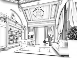 family - office - study room -086 3D Model