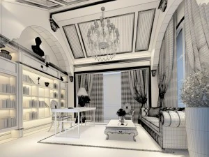 family - office - study room -086 3D Model