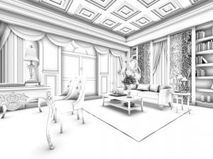 family - office - study room -087 3D 模型