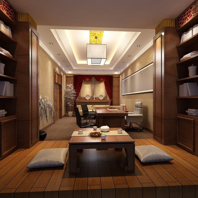 family - office - study room -088 Modelo 3D .c4d .max .obj .3ds .fbx .stl .blend 