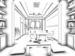 family - office - study room -088 3D Model