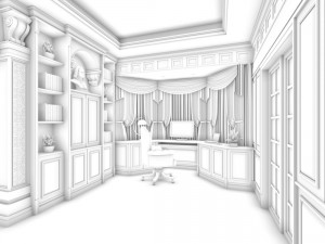 family - office - study room -089 3D-Modell
