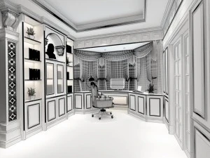 family - office - study room -089 3D Model