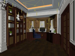 family - office - study room -089 3D Model