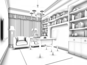 family - office - study room -090 3D Модель
