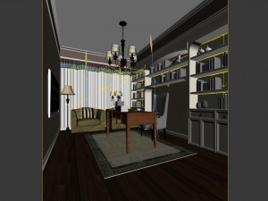 family - office - study room -090 3D Модель